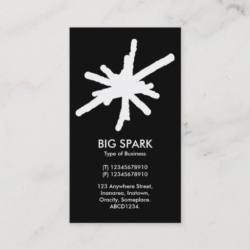 Customizable Spark - White on Black Business Cards