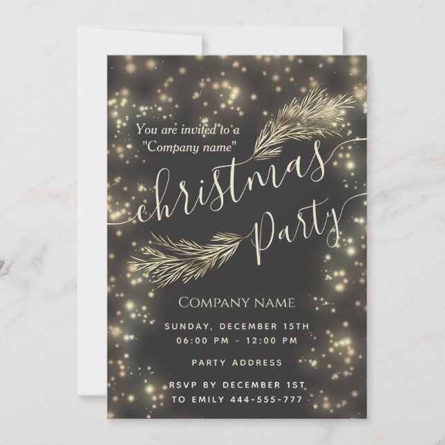 Sparke luxury pine branch corporate Christmas  Invitation (Front)