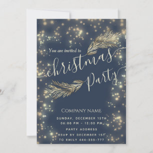 Sparke luxury pine branch corporate Christmas Invitation