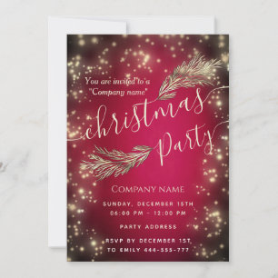 Sparke luxury pine branch corporate Christmas Invitation