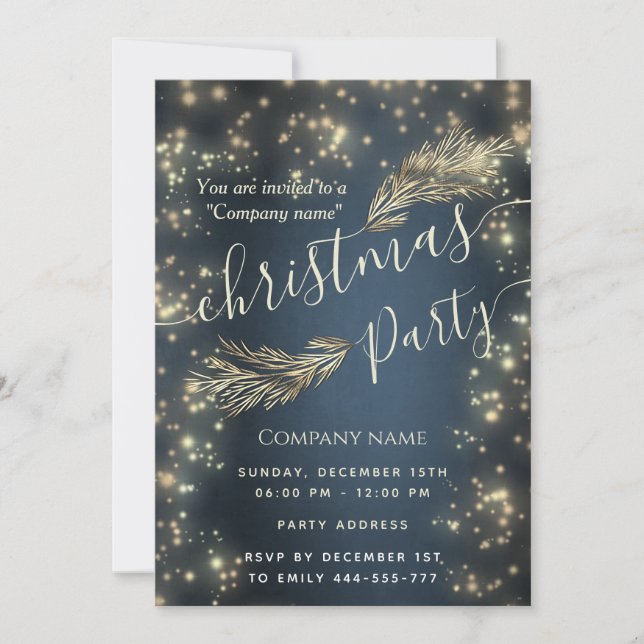 Sparke luxury pine branch corporate Christmas  Invitation (Front)