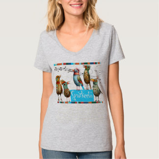 Sparkeeta Women's V-neck Grey Tee Colorful