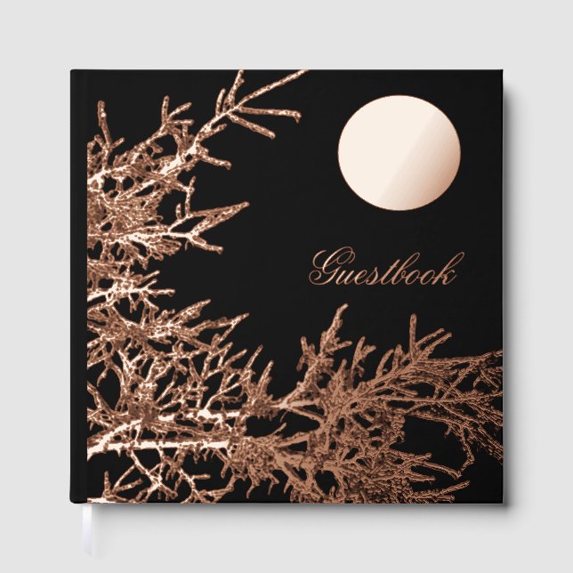 Sparking Crystal Tree In Moonlight Foil Guest Book (Front)