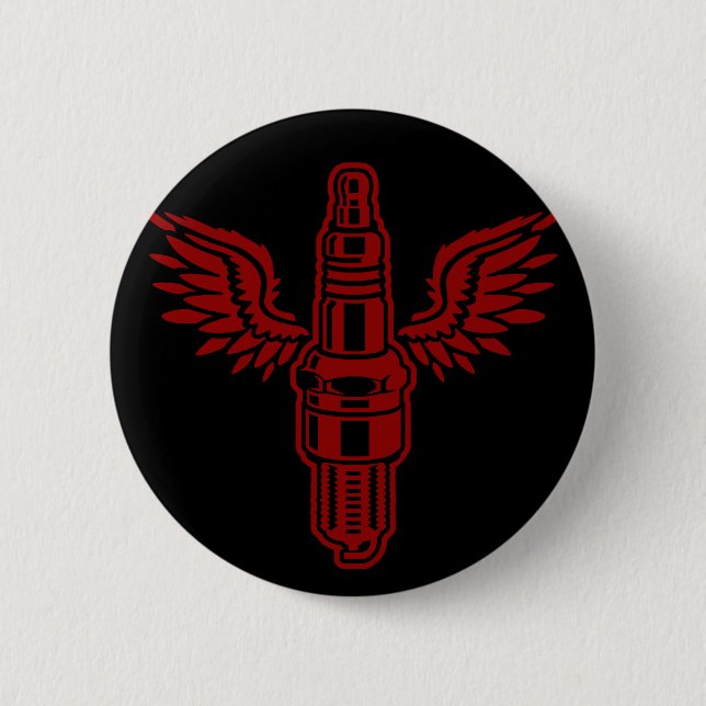 Sparking plug pinback button (Front)