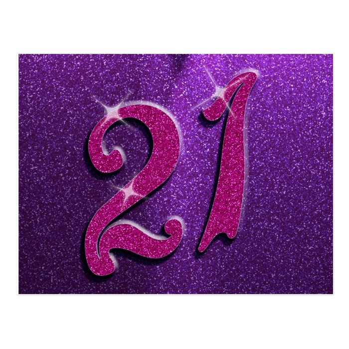 Sparkle 21st Pink and Purple Birthday Postcard