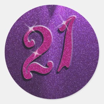 Sparkle 21st Pink And Purple Birthday Stickers by youreinvited at Zazzle