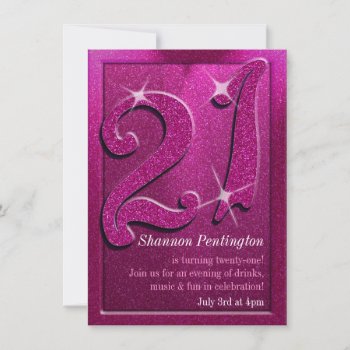 Sparkle 21st Pink Birthday Party Invitations by youreinvited at Zazzle