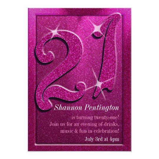 Sparkle 21st Pink Birthday Party Invitations | Zazzle.com