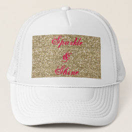 Sparkle and Shine Faux Gold Glitter and Hot Pink Trucker Hat