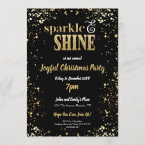 Sparkle And Shine Gold Black Christmas Party Invitation