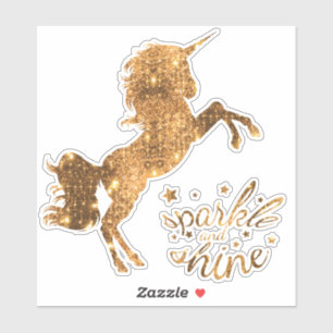 Sparkle and Shine Unicorn - Gold Copper Sticker
