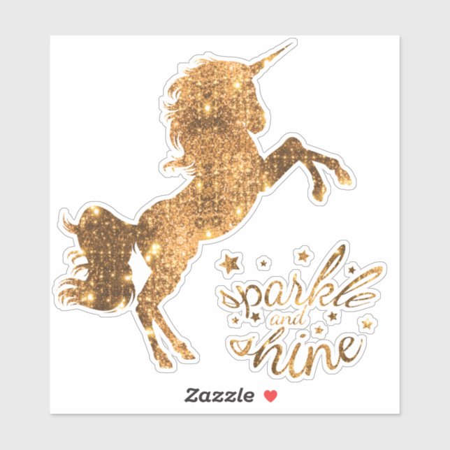 Sparkle and Shine Unicorn - Gold Copper Sticker (Sheet)