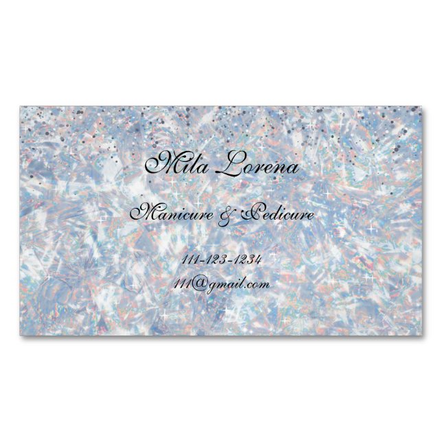 SPARKLE AND SHINE WITH OUR OPAL THEMED  BUSINESS CARD MAGNET (Front)