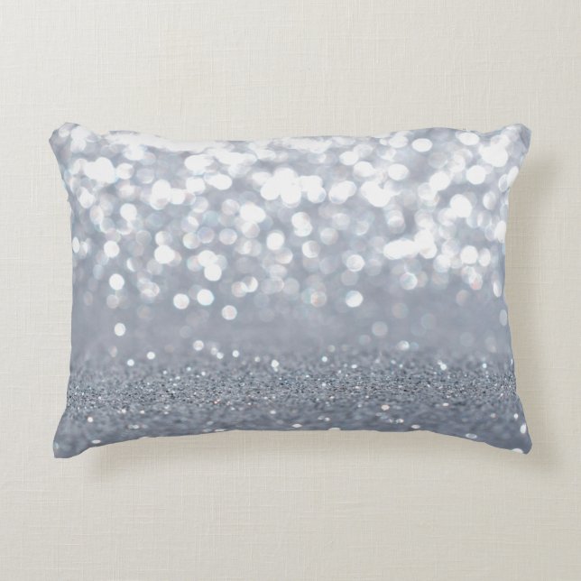 Sparkle and shiny of silver glitter abstract accent pillow (Front)