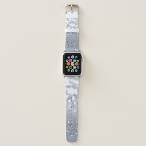 Sparkle and shiny of silver glitter abstract apple watch band