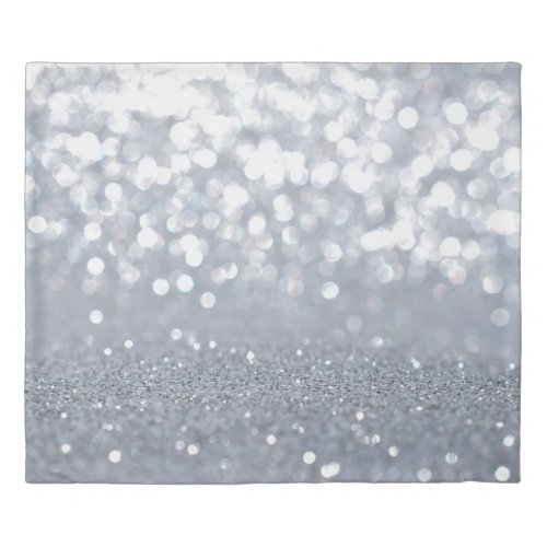 Sparkle and shiny of silver glitter abstract duvet cover