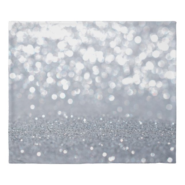 Sparkle and shiny of silver glitter abstract duvet cover (Front)