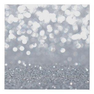 Sparkle and shiny of silver glitter abstract faux canvas print