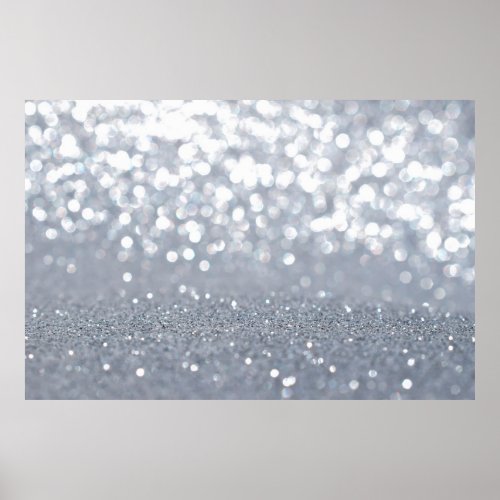 Sparkle and shiny of silver glitter abstract poster