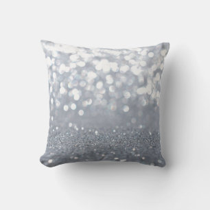Sparkle and shiny of silver glitter abstract throw pillow
