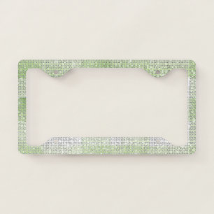 Sparkle Apple Green Stripes License Plate Frame