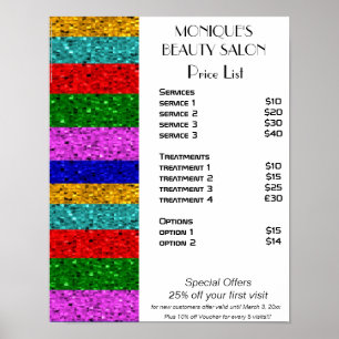 Sparkle beauty hair nails salon poster