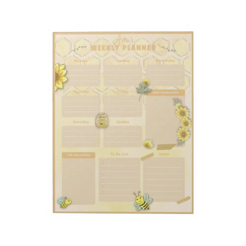 Sparkle Bee Weekly Planner Notepad