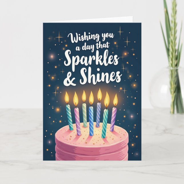 Sparkle Birthday Illustration Card (Front)