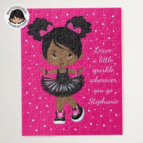 Sparkle Black Girl Personalized Jigsaw Puzzle