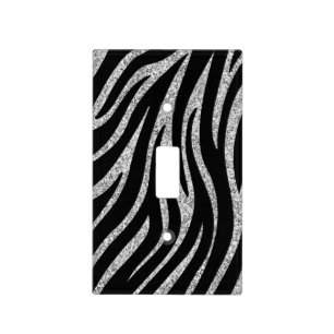Sparkle black zebra stripe light switch coverBlack