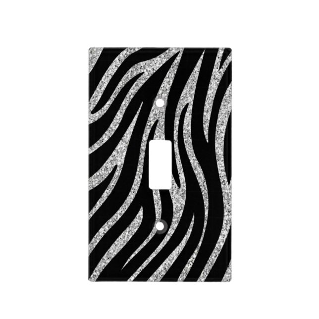 Sparkle black zebra stripe light switch coverBlack Cover (Front)