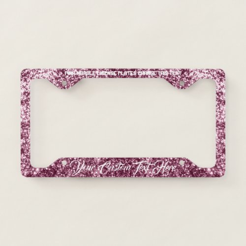 Sparkle Bling Blush Pink Bright Rose Gold License Plate Frame