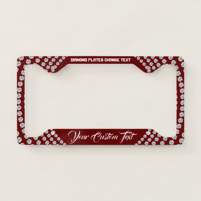 Sparkle Bling Burgundy Black Jewelry Diamond Boss License Plate Frame (Front)