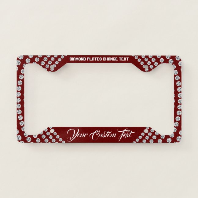 Sparkle Bling Burgundy Black Jewelry Diamond Boss License Plate Frame