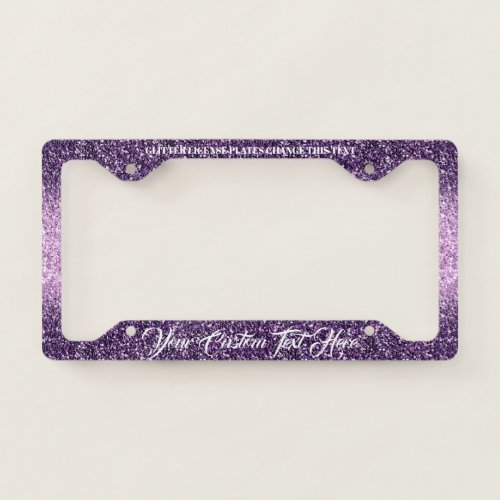 Sparkle Bling Glitter purple pink License Plate Frame
