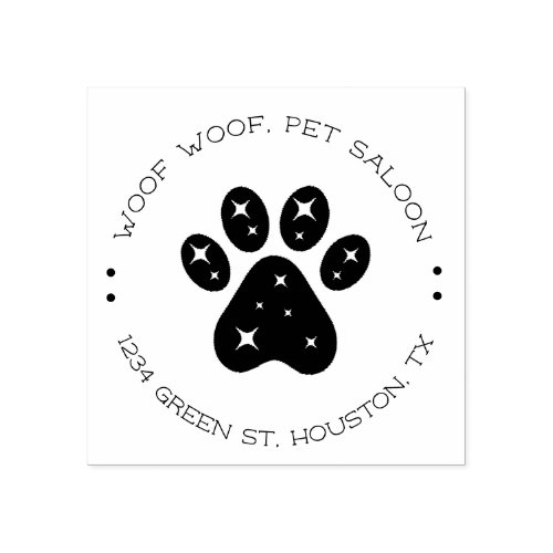 sparkle bling Paw Print pet salon Rubber Stamp