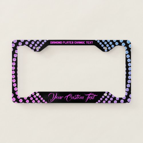 Sparkle Bling Pink Purple Jewelry Diamond Boss License Plate Frame