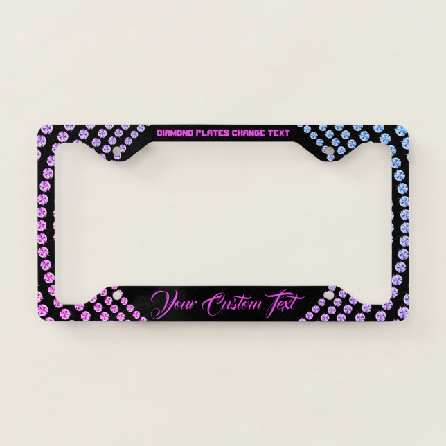 Sparkle Bling Pink Purple Jewelry Diamond Boss License Plate Frame (Front)