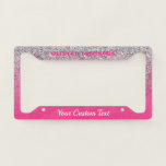 Sparkle Bling Pink Queen Luminous License Plate Frame