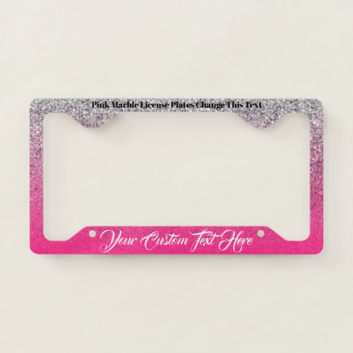 Sparkle Bling Pink Silver Shine License Plate Frame