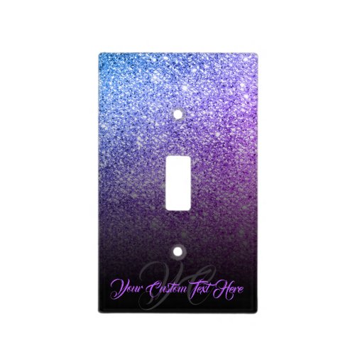 Sparkle Bling Silver Glam Glitz Luminous purple Light Switch Cover