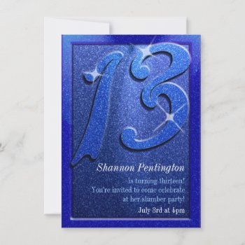 Sparkle Blue 13th Birthday Party Invitations by youreinvited at Zazzle