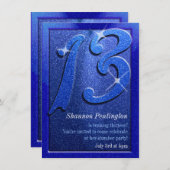 Sparkle Blue 13th Birthday Party Invitations (Front/Back)