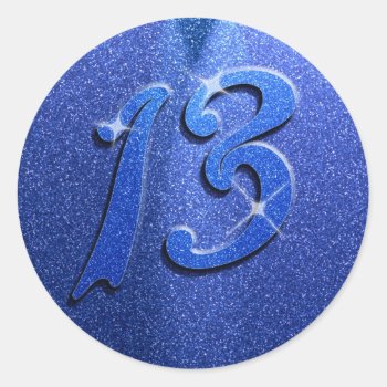 Sparkle Blue 13th Birthday Party Stickers by youreinvited at Zazzle