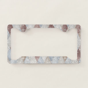 Sparkle Blue Brown Cream White Diamond License Plate Frame