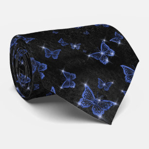 Sparkle Blue Glam Butterflies  Neck Tie