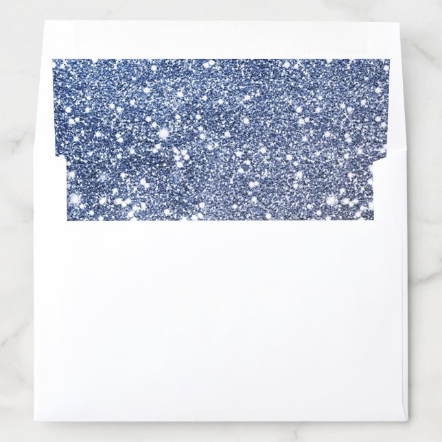 Sparkle blue silver faux glitter Wedding Envelope Liner (In Envelope)