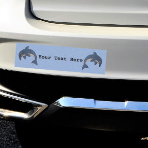 Sparkle Blue White Jumping Dolphins on Blue Car Magnet