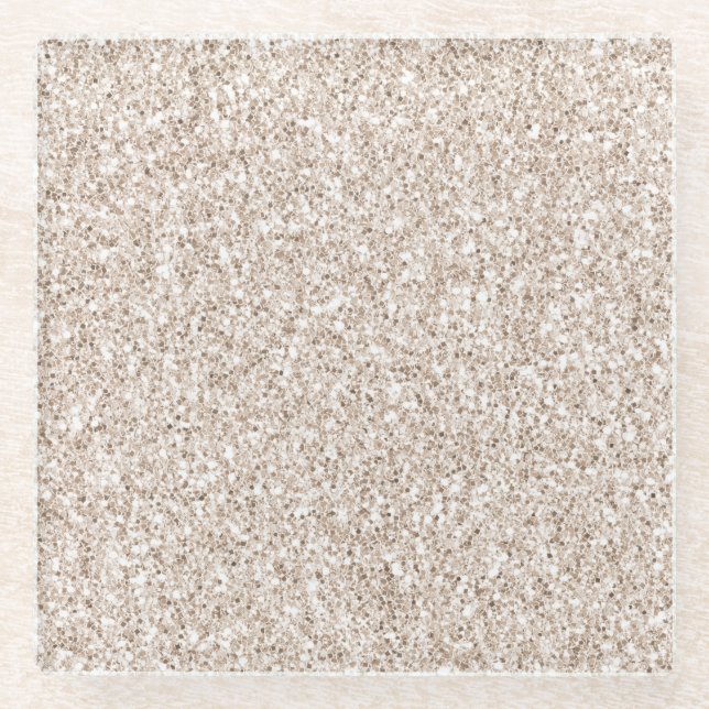 Sparkle Blush Cream Glitz Glitter Glass Coaster (Front)