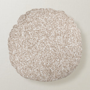 Sparkle Blush Cream Glitz Glitter Round Pillow